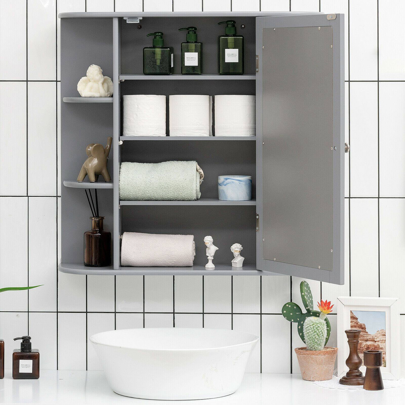 3-Tier Mirrored Wall Mounted Bathroom Cabinet